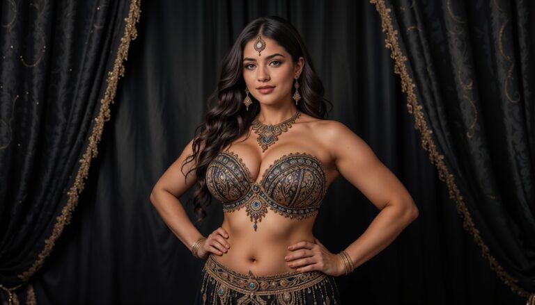 Velvet_Curvy_Belly_Dancer_Posing_Against_Satin_Backdrop_mobile_phone_wallpaper_HD