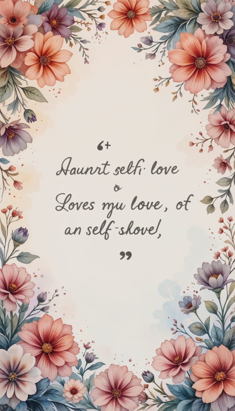 Watercolor_Floral_Border_With_Handwritten_Self_Love_Quote_In_Center_Soft_Elegant_Aesthetic_mobile_phone_wallpaper_HD_Best_Wallpapers_for_Girls