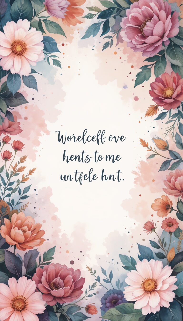 Watercolor_Floral_Border_With_Handwritten_Self_Love_Quote_In_Center_Soft_Elegant_Aesthetic_mobile_phone_wallpaper_HD_Best_Wallpapers_for_Girls