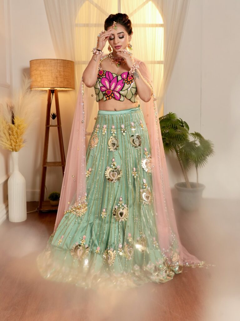 ankita dave floral blouse lehenga look 17