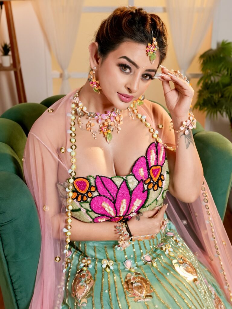 Ankita Dave Stuns in Mint Green Designer Lehenga – Latest HD Photos