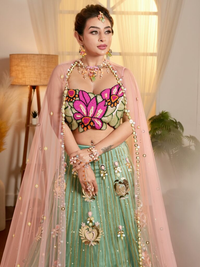 ankita dave stunning mint green lehenga photo 07