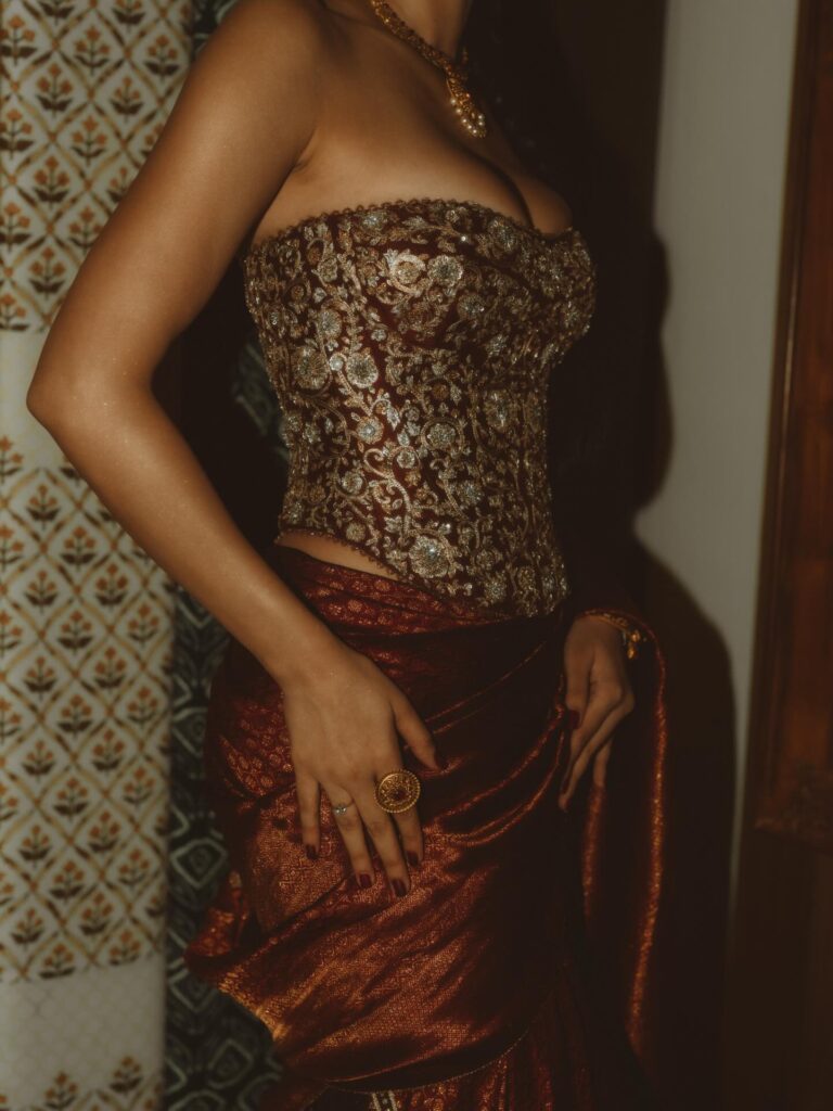 disha patani elegant red embroidered dress image