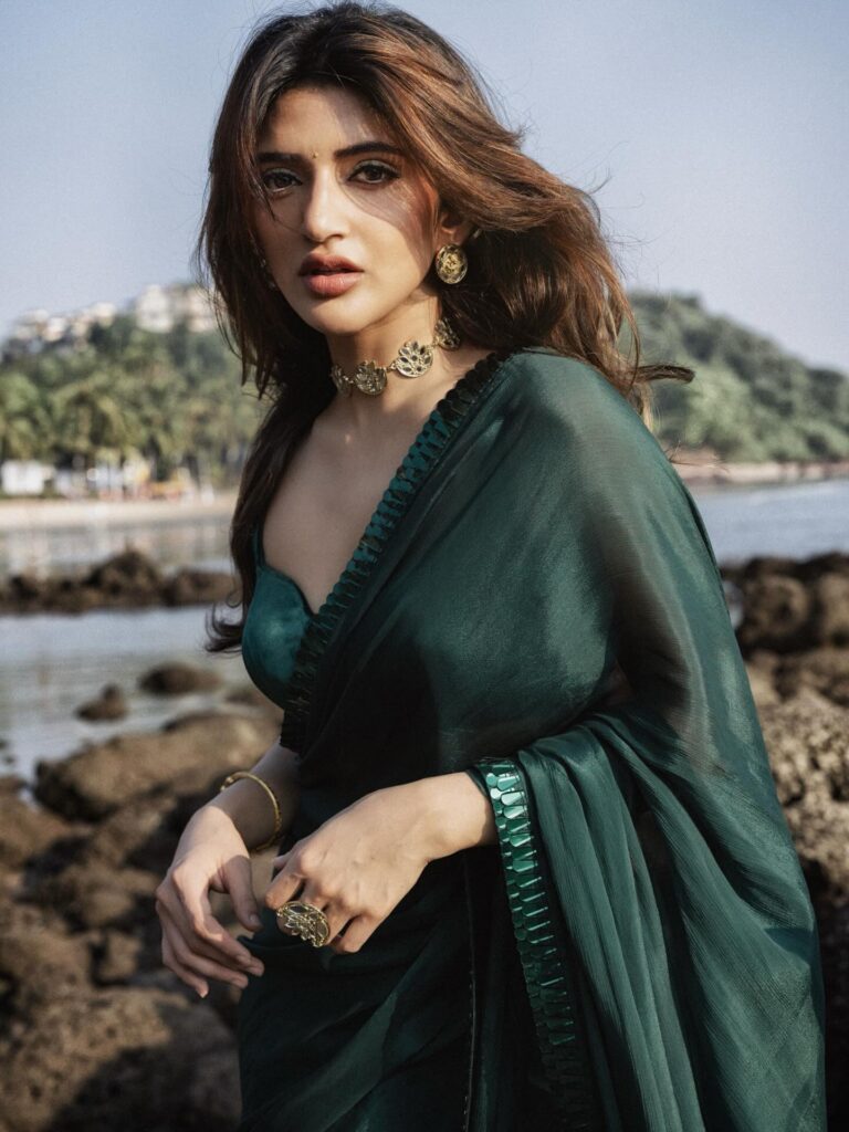 Sreeleela’s Coastal Glamour: A Vision in Emerald Green