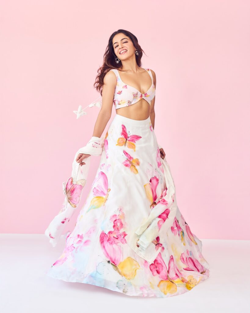 Wamiqa Gabbi Looks Gorgeous in Butterfly Floral Lehenga – Stunning Photos from Her Elegant Fashion Photoshoot
