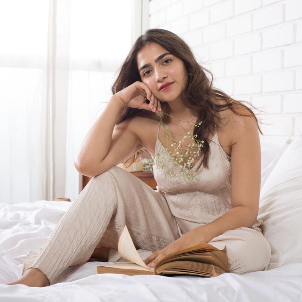 Rukmini Vasanth Hot Photos in satin night dress 5